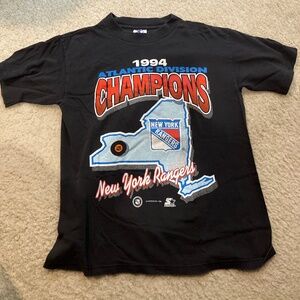 Vintage 1994 New Starter York Rangers NHL Atlantic Division Champs T Shirt USA
